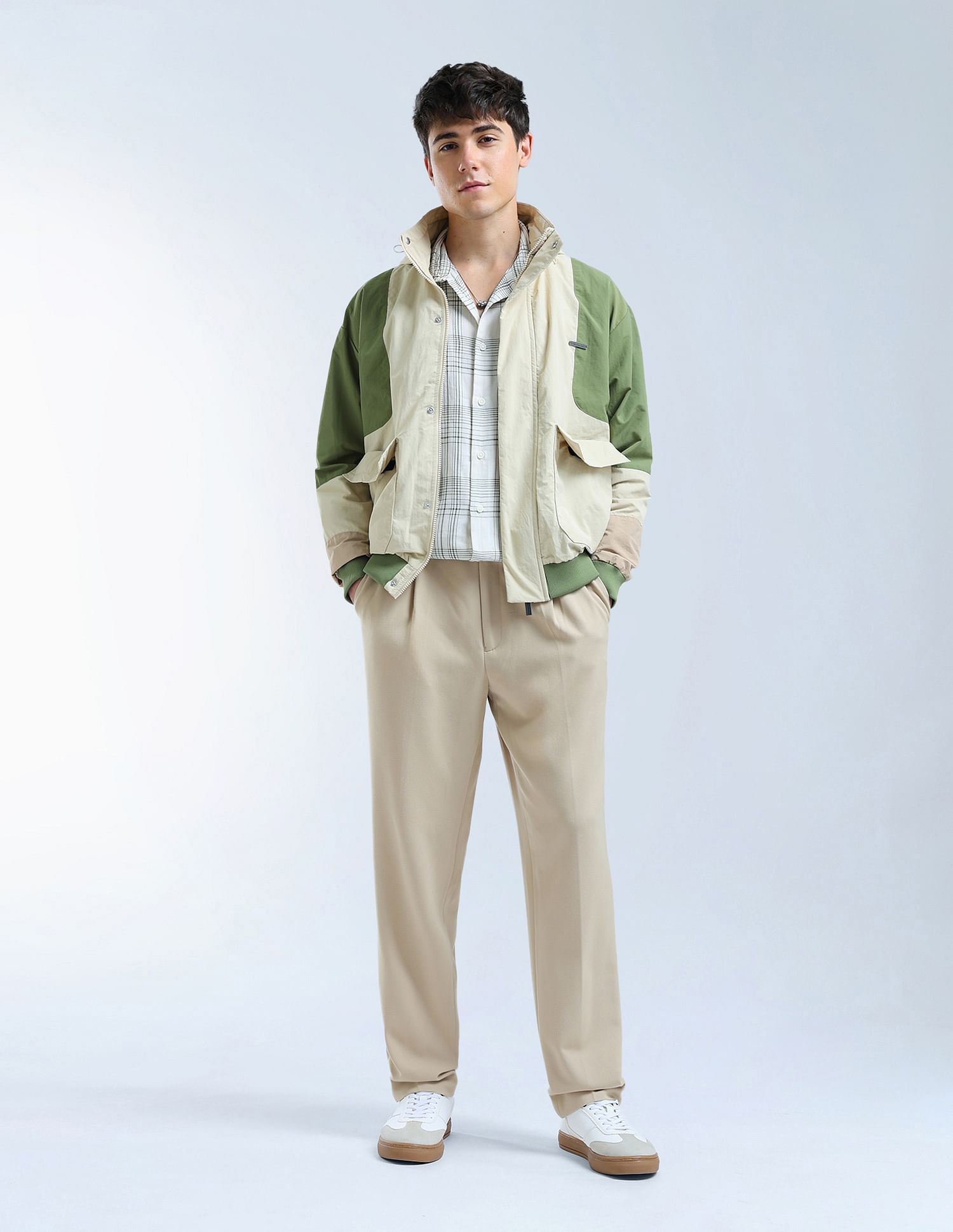 Flying Machine Oversize Fit Colour Blocked Casual Jacket