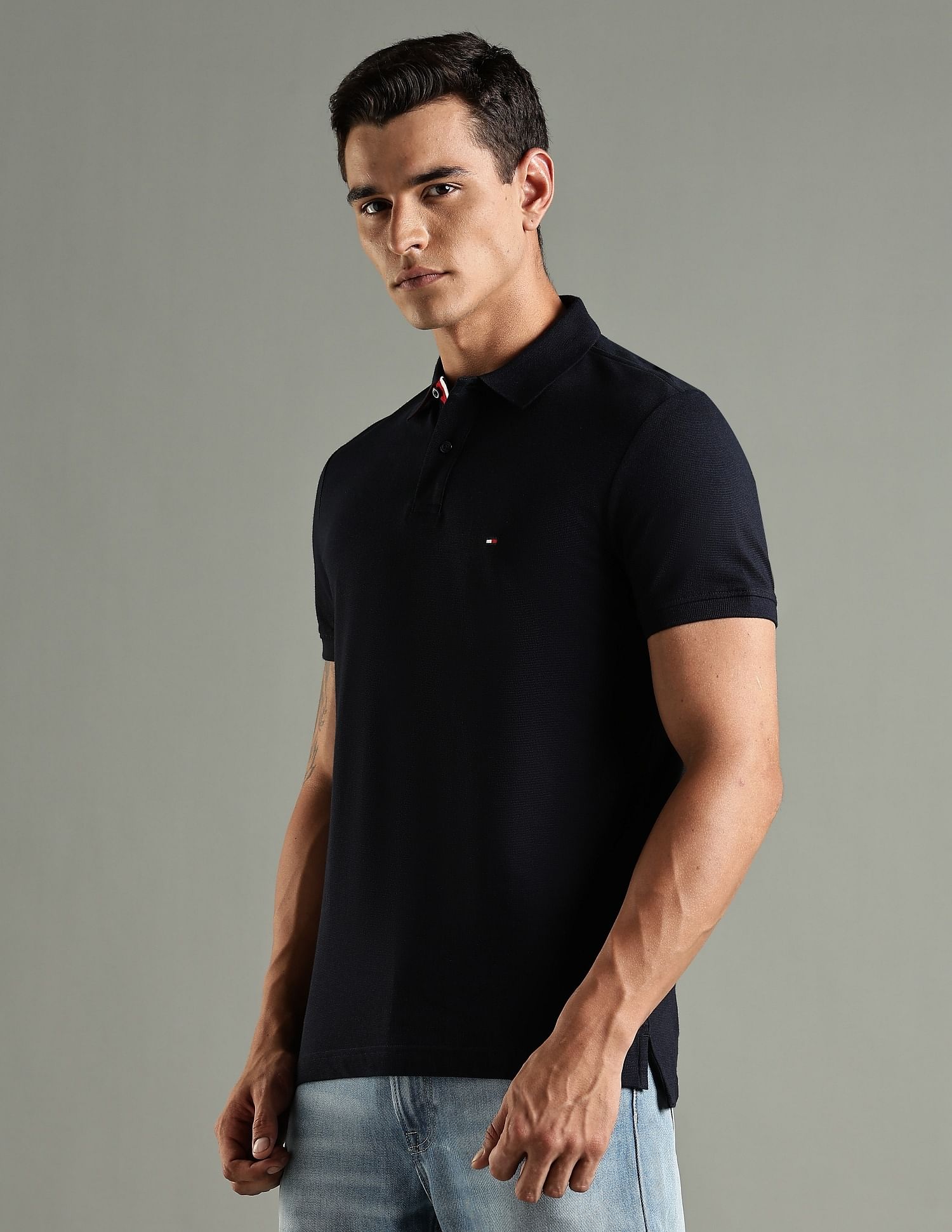 Tommy Hilfiger Solid Regular Fit Cotton Polo T-Shirt