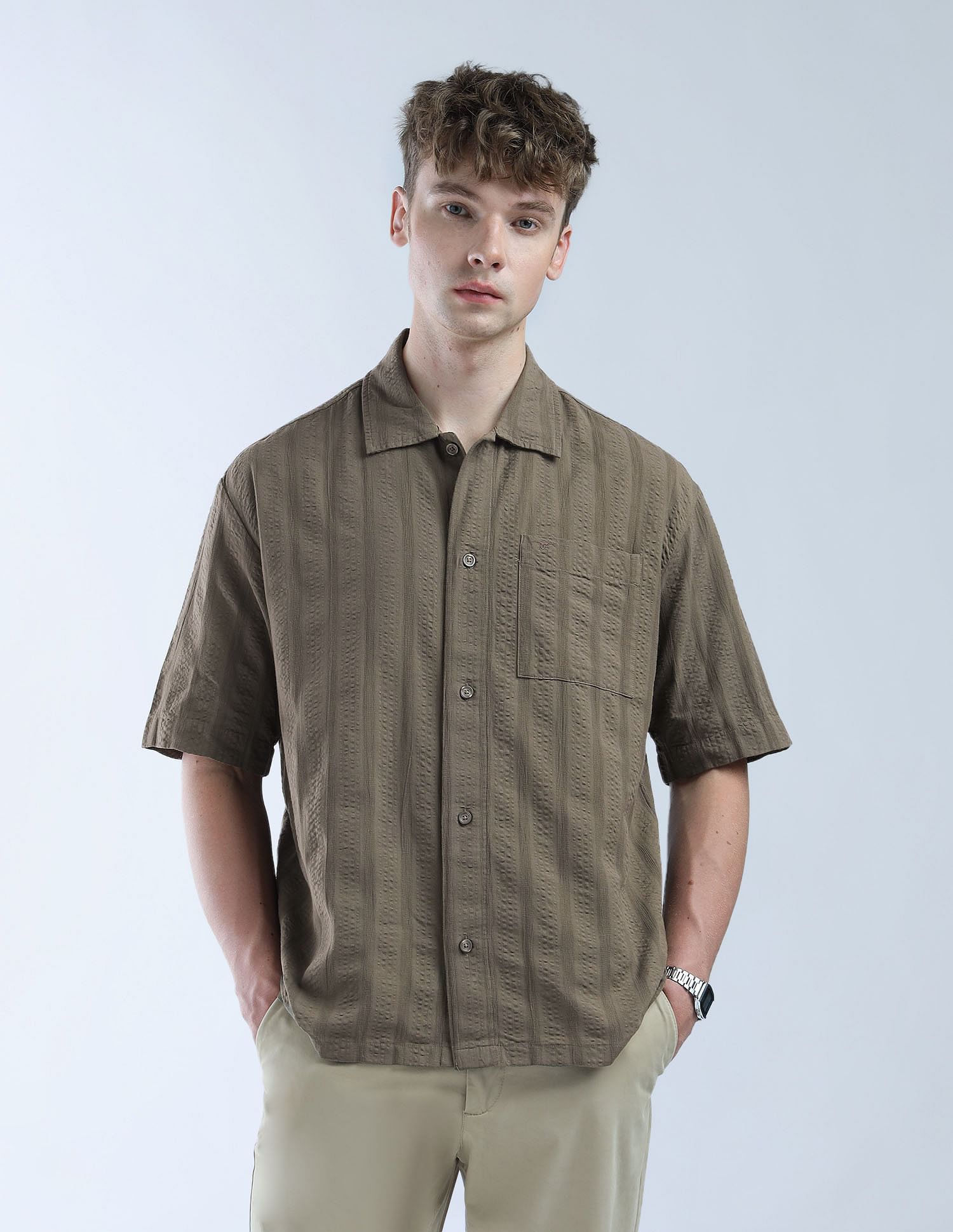 Flying Machine Textured Cotton Color Of Home Shirt