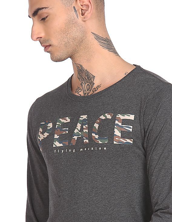 Flying Machine Long Sleeve Round Neck T-Shirt