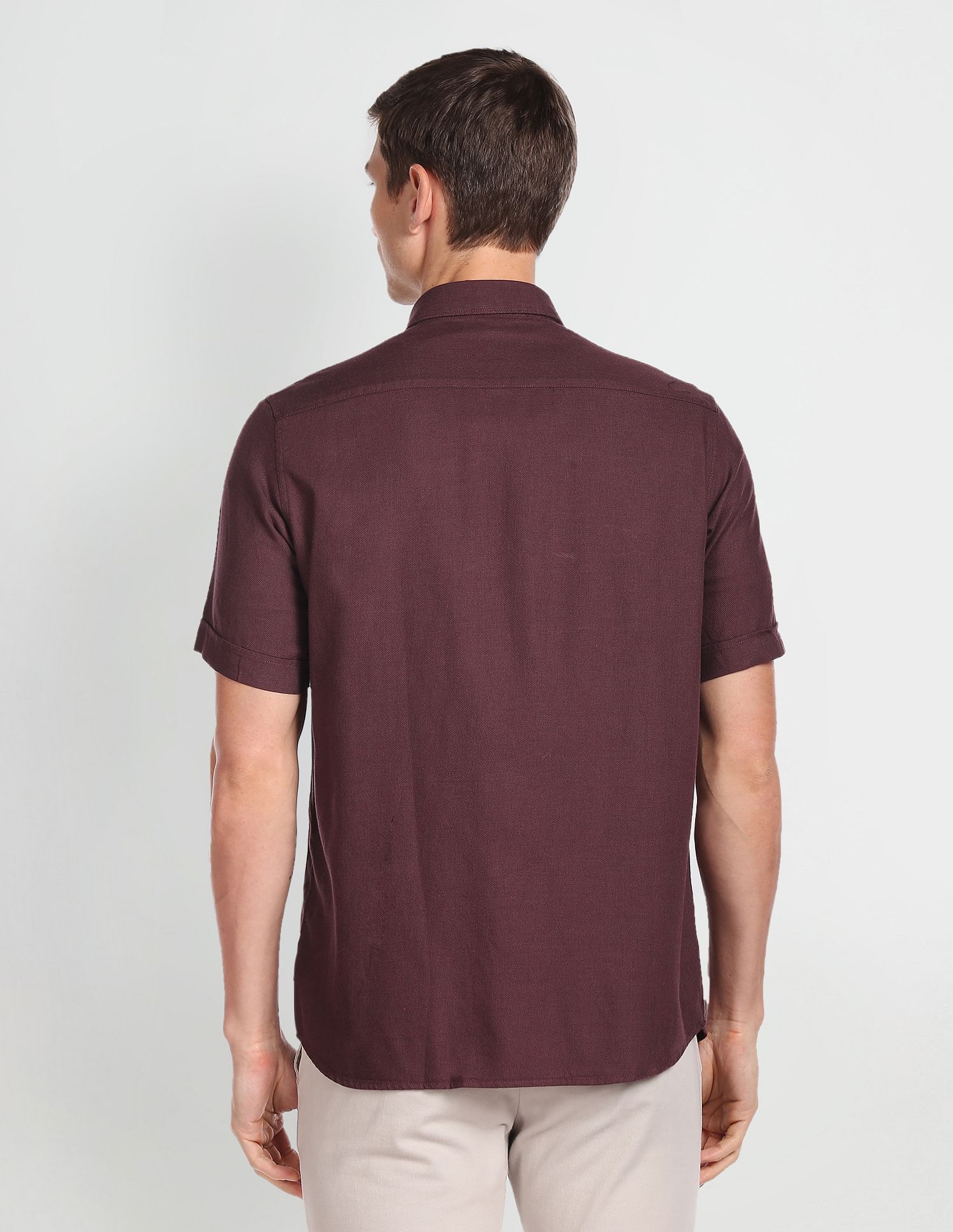 Arrow Sports Point Collar Solid Shirt