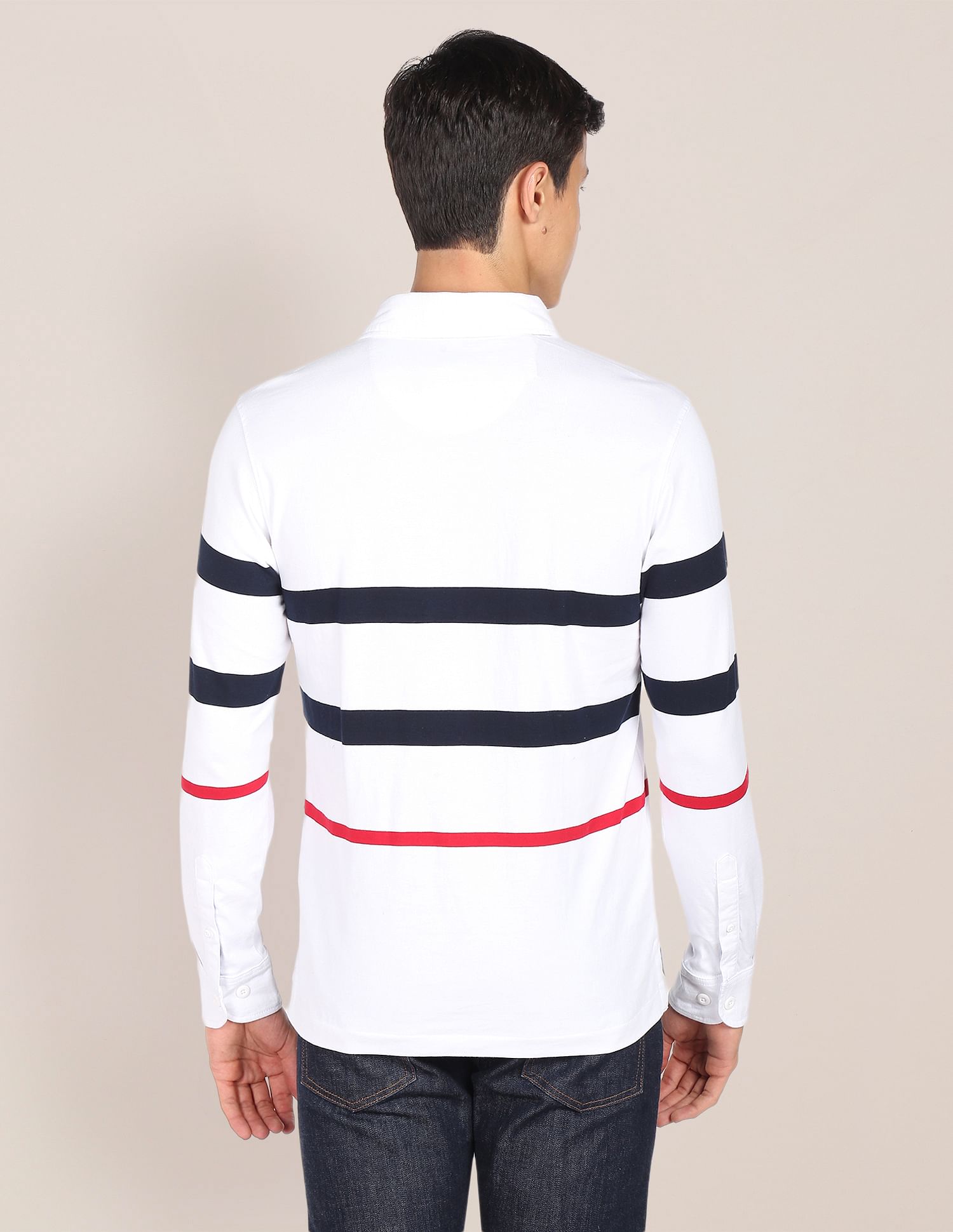 U.S. Polo Assn. Long Sleeve Horizontal Stripe Polo Shirt