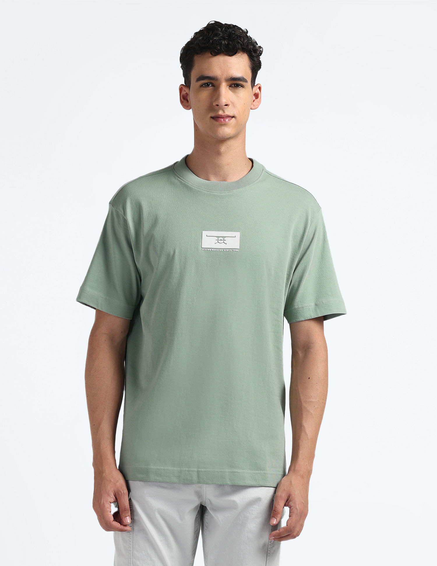 Flying Machine Crew Neck Relaxed Fit Logo T-Shirt
