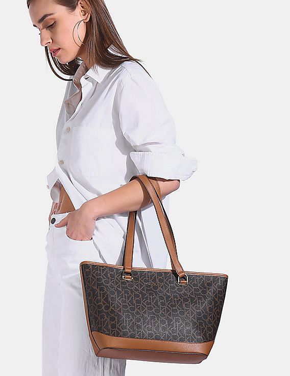 Buy Calvin Klein Women Beige Monogram Hailey Tote Bag - NNNOW.com