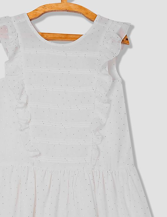 U.S. Polo Assn. Kids Girls Ruffle Trim Foil Print Dress