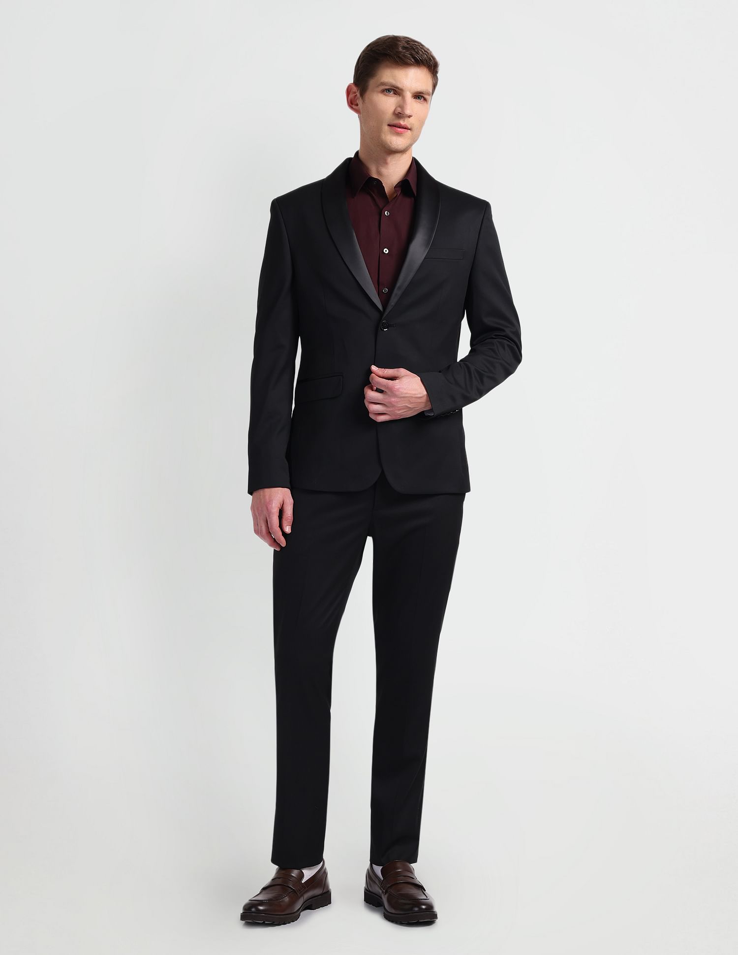 Arrow Shawl Collar Two Piece Suit