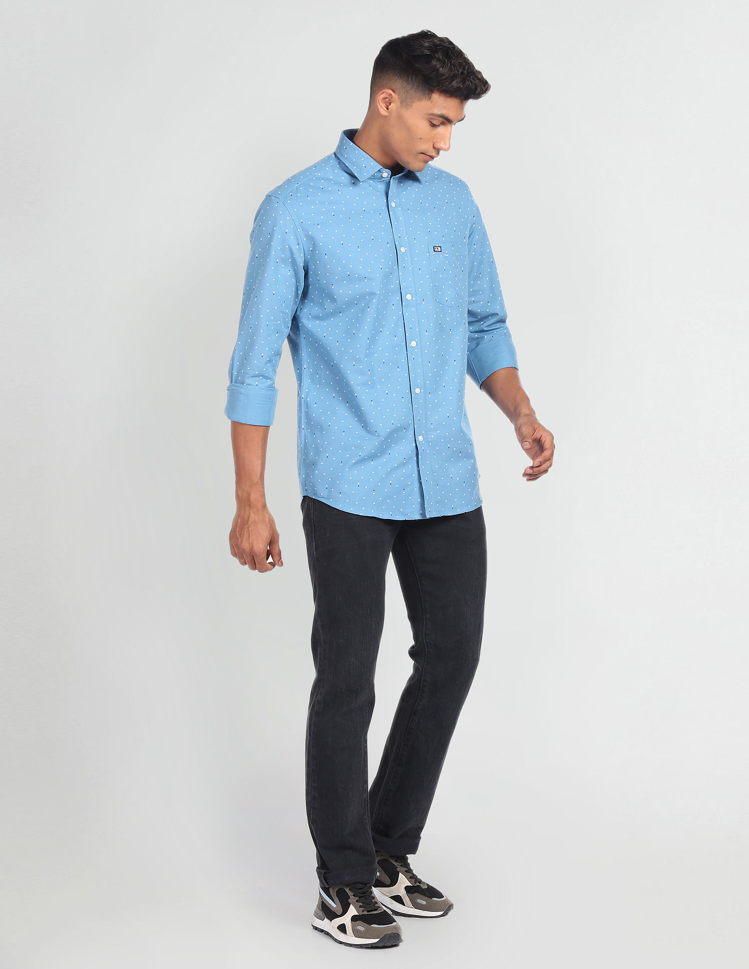Arrow Sports Geometric Print Cotton Shirt