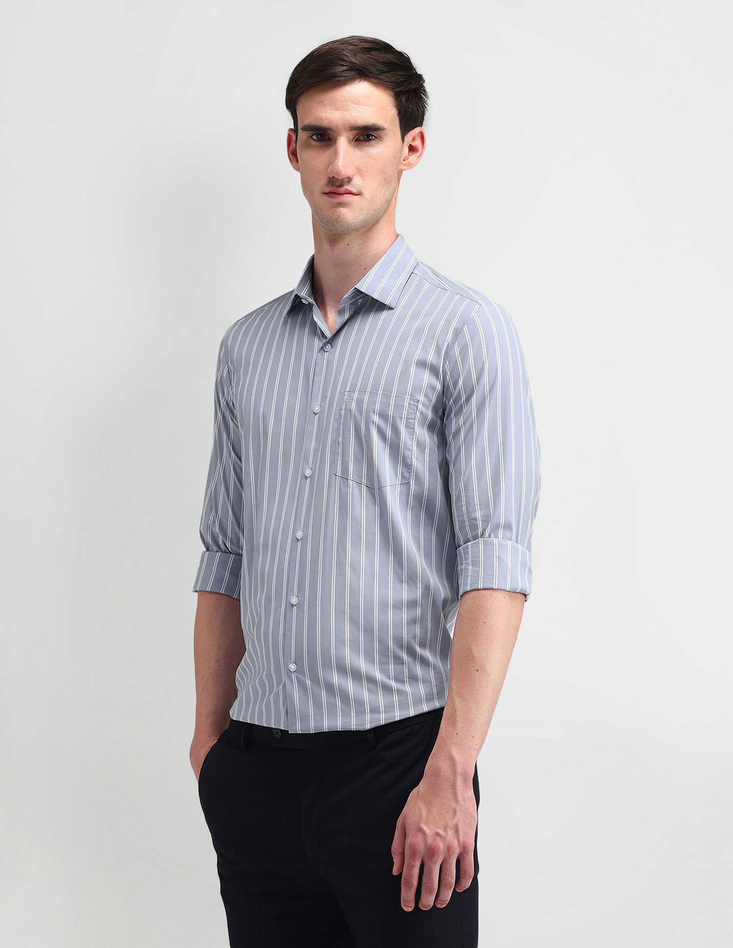 Arrow Vertical Striped Slim Fit Shirt