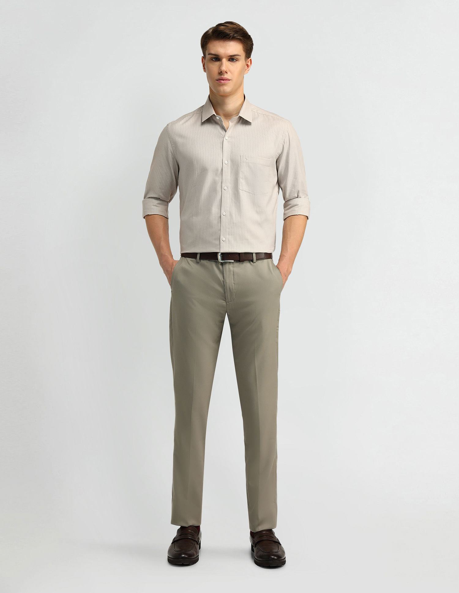 Arrow Vertical Stripe Dobby Cotton Shirt