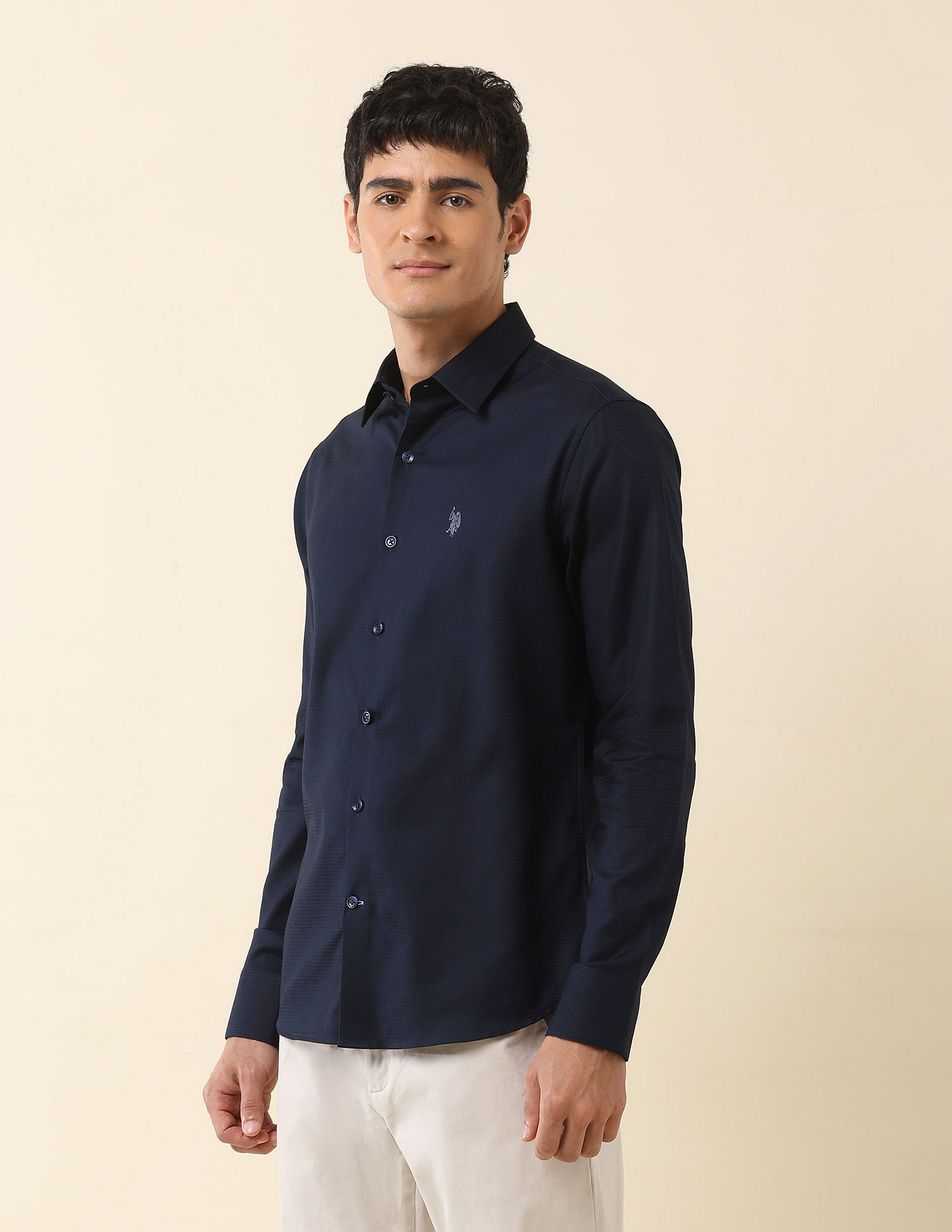 U.S. Polo Assn. Tailored Fit Solid Pure Cotton Shirt