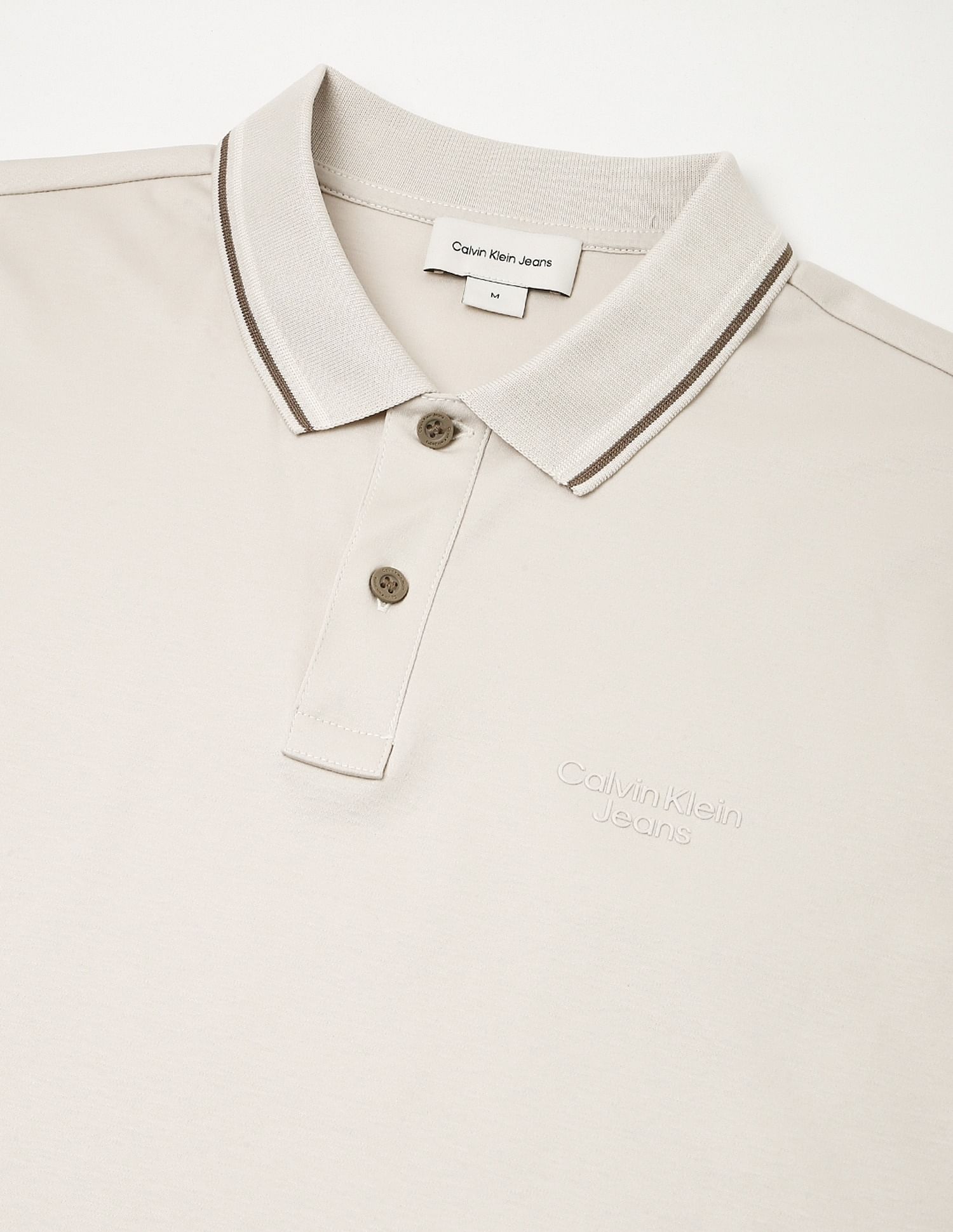 Calvin Klein Jeans Solid Regular-Fit Cotton Polo T-Shirt