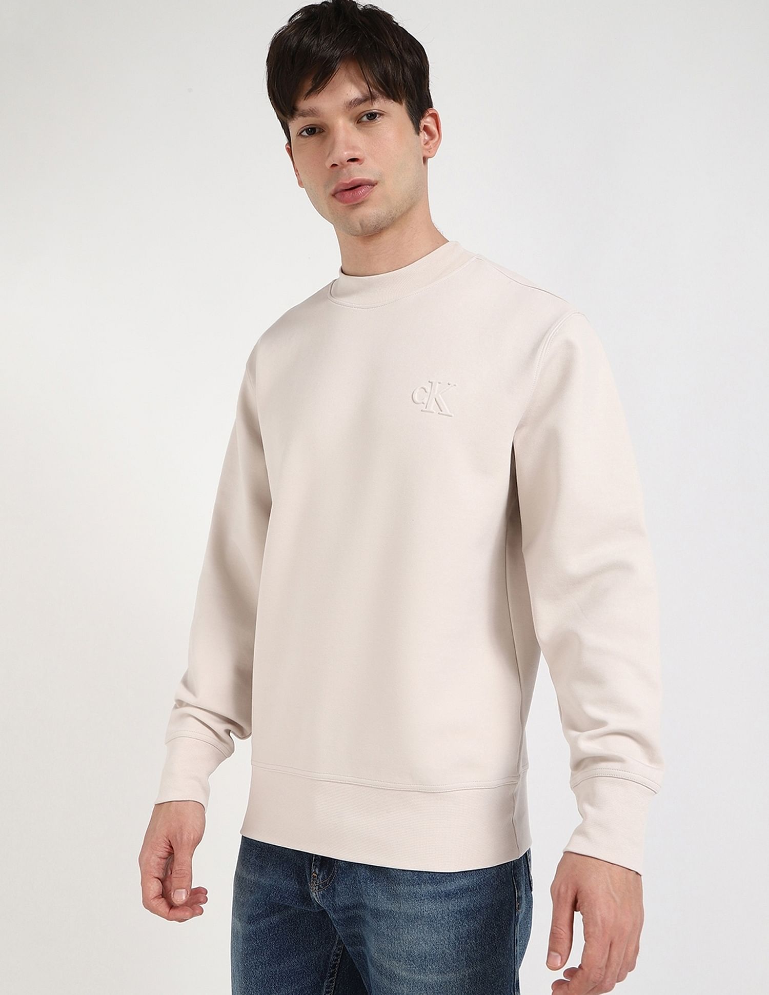 Calvin Klein Jeans Solid Relaxed-Fit Cotton Sweatshirt