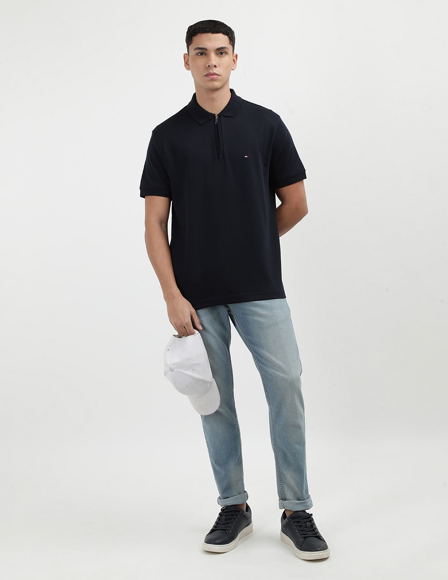 Tommy Hilfiger Pure Cotton Zipper Polo Shirt