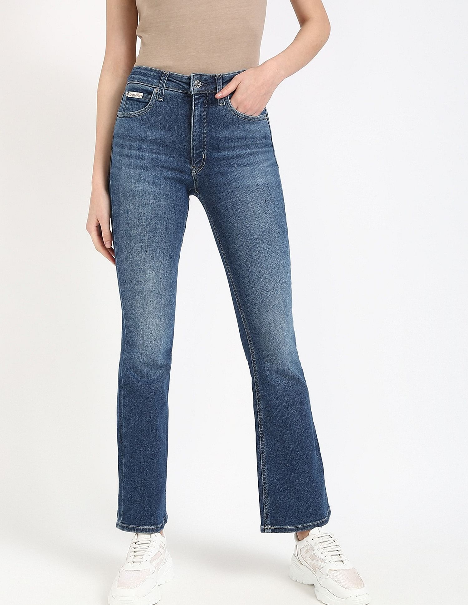 Calvin Klein Jeans Womens Whiskered Skinny Fit Jeans