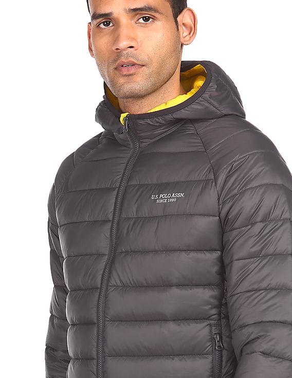 mens grey hooded jacket