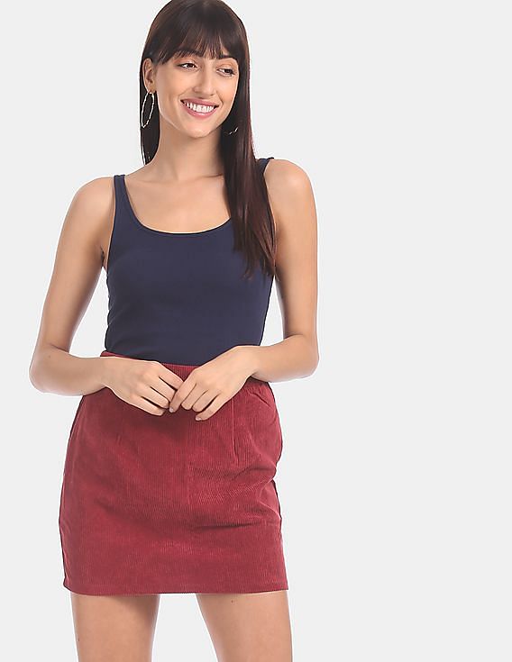 GAP Blue Scoop Neck Cotton Stretch Tank Top