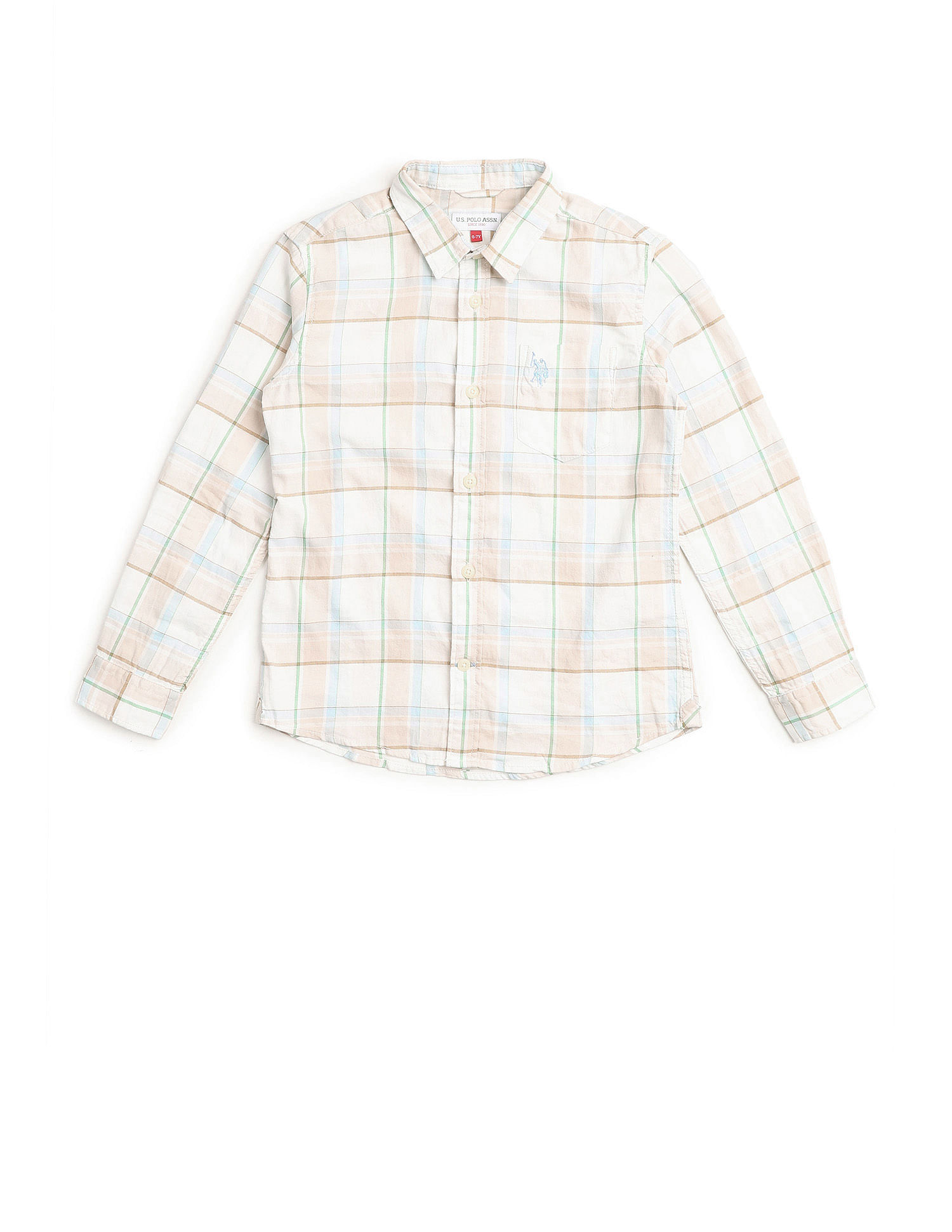 U.S. Polo Assn. Kids Boys Grid Tattersall Checked Regular Fit Shirt