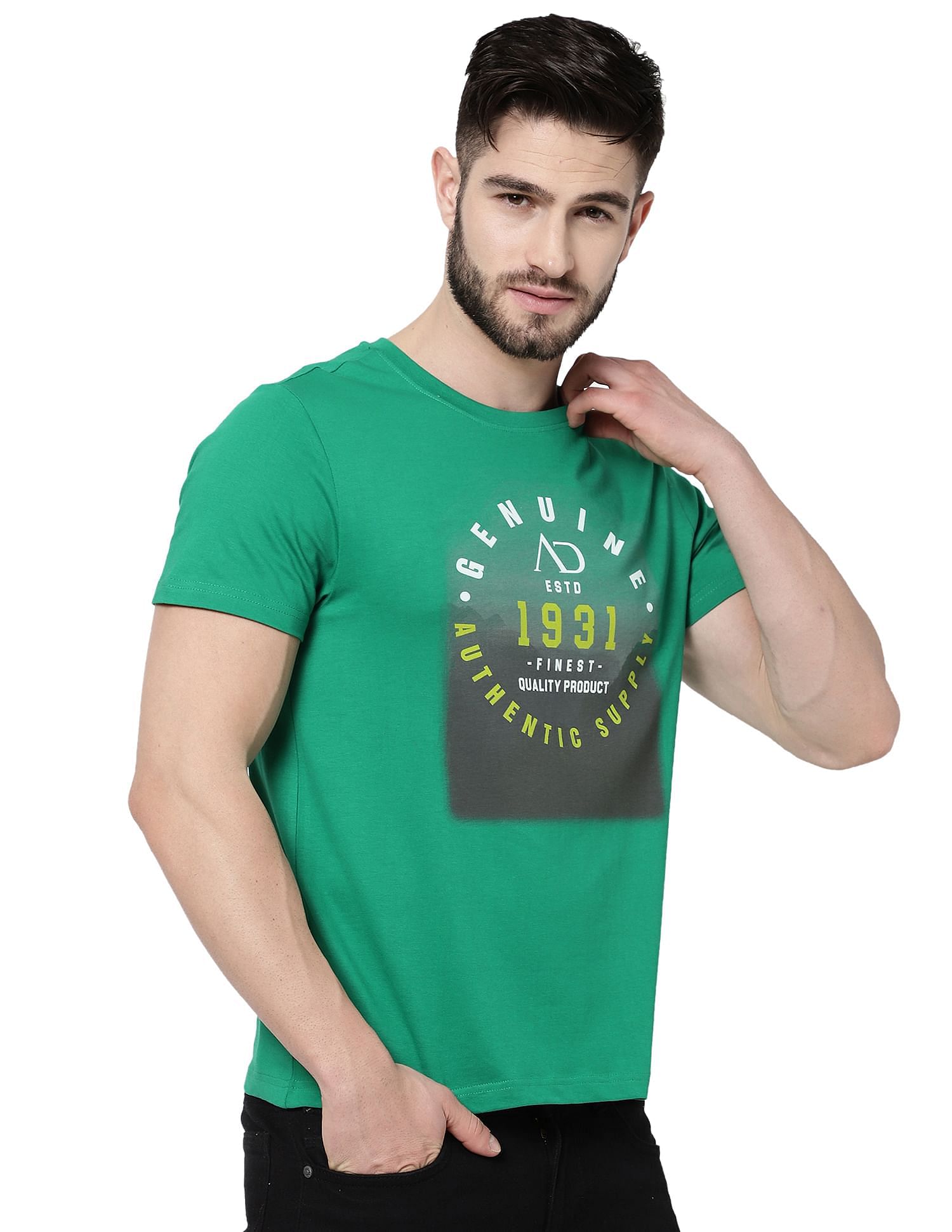 AD by Arvind Crew Neck Graphic Print T-Shirt