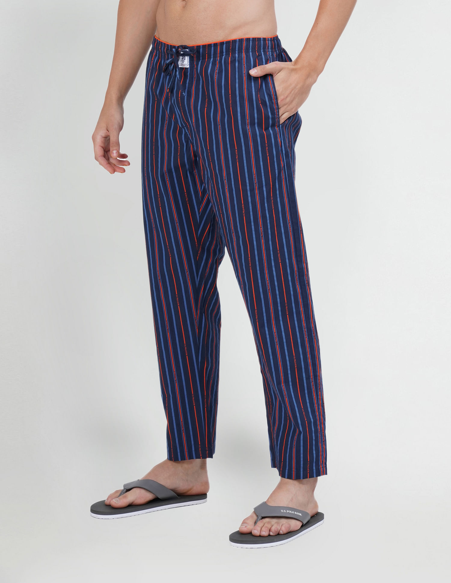 US Polo Assn Men Cotton Red Lounge Bottom Pajamas Track Pants  Stilento