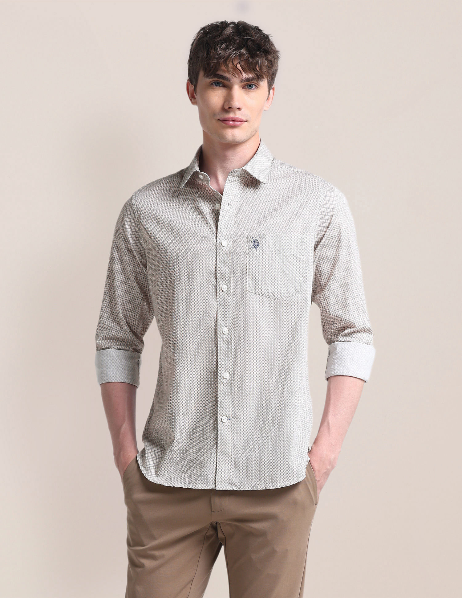 U.S. Polo Assn. Cutaway Collar Cotton Shirt