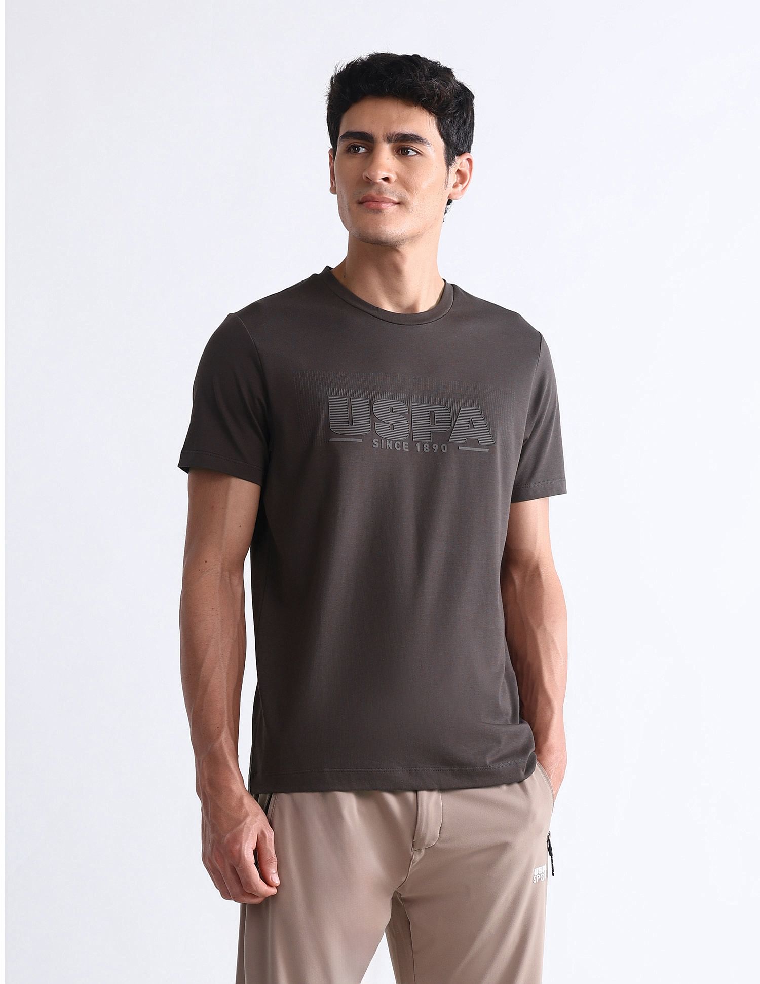 USPA Active Brand Embossed Slim Fit T-Shirt