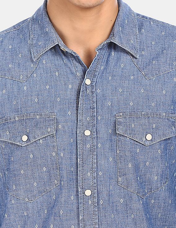 トップス 30s40sBIG Indian brand chambray shirt Amazon.com: Dubinik® Chambray Shirt Men Long Sleeve Cotton