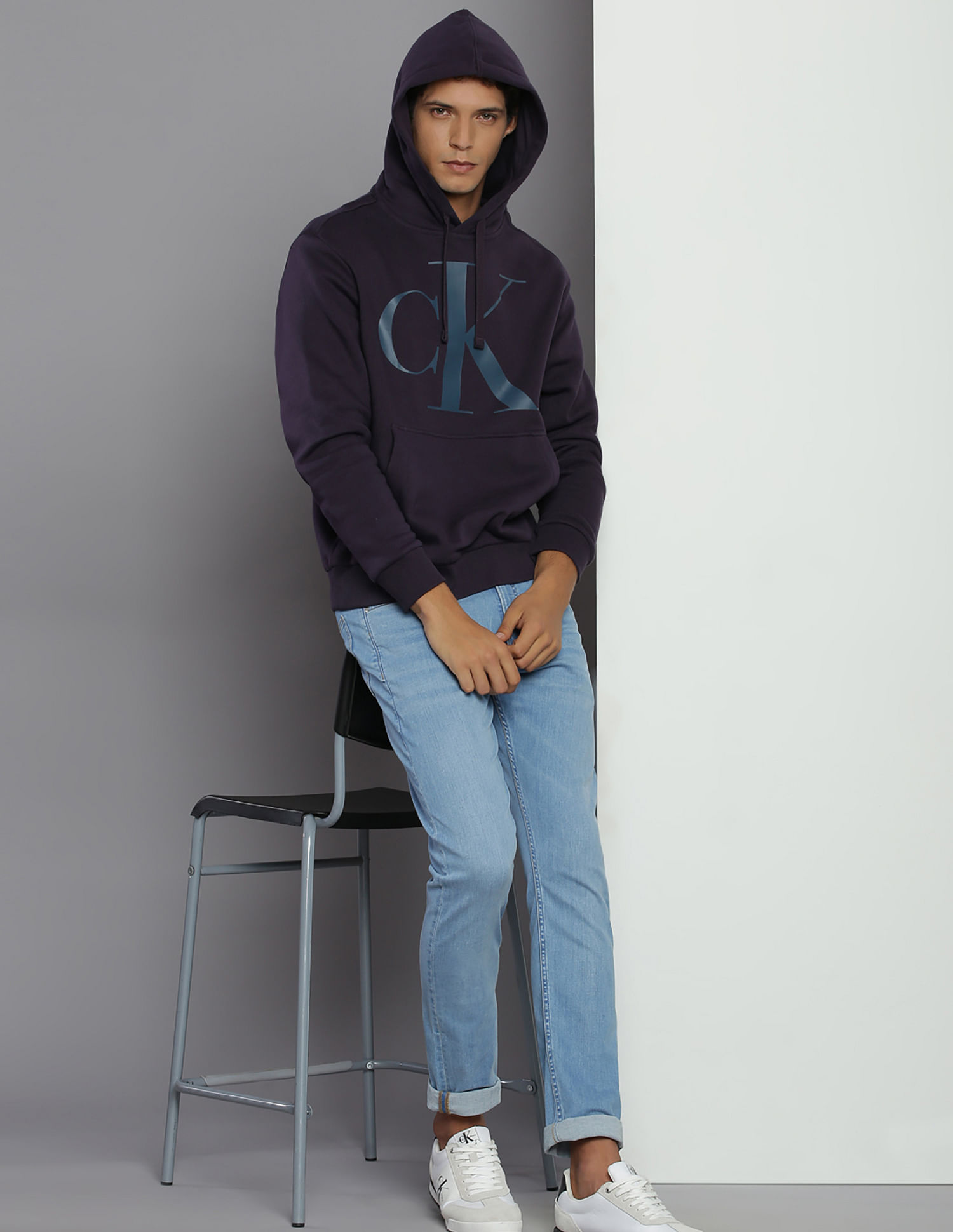 Calvin Klein Monogram Hooded Fleece Sweatshirt