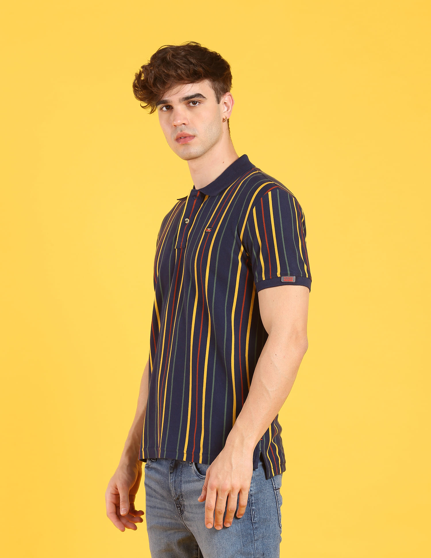 Buy Flying Machine Yarn Dyed Vertical Stripe Pique Polo Shirt 