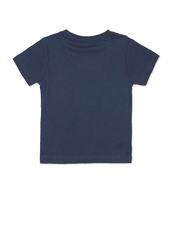 U.S. Polo Assn. Kids Boys Blue Crew Neck Graphic Print T Shirt