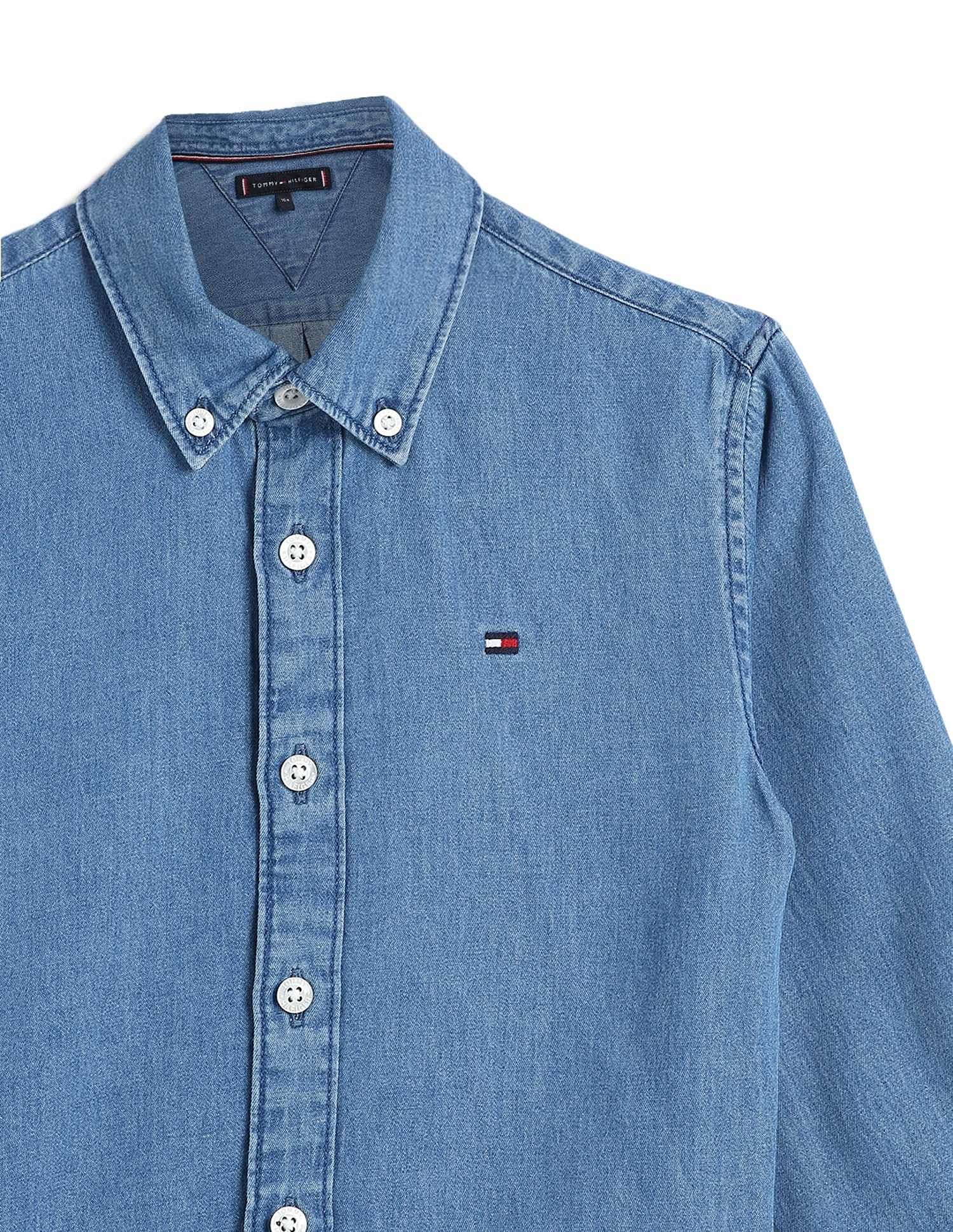 Tommy Hilfiger Kids Boys Solid Regular-Fit Cotton Shirt