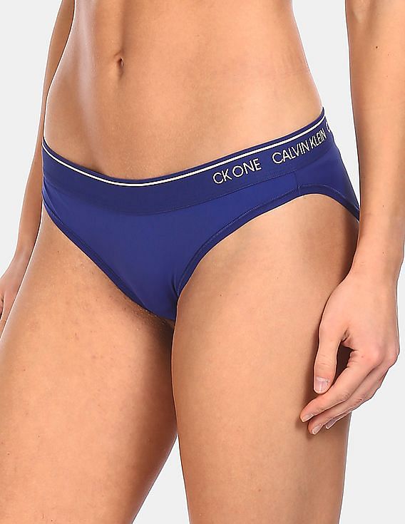Buy Calvin Klein Underwear Women Blue Elasticized Waist Solid Bikini  Panties 