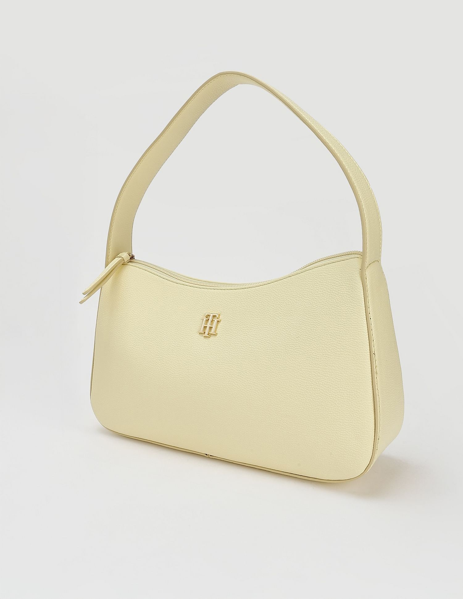 Tommy Hilfiger Solid Yellow PU Hand Bags