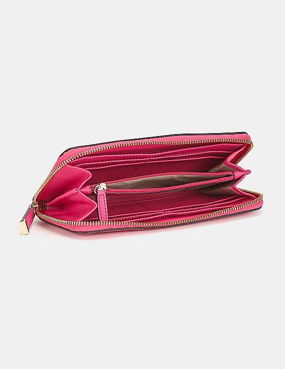 Calvin Klein Women Pink Brand Logo Ziparound Wallet