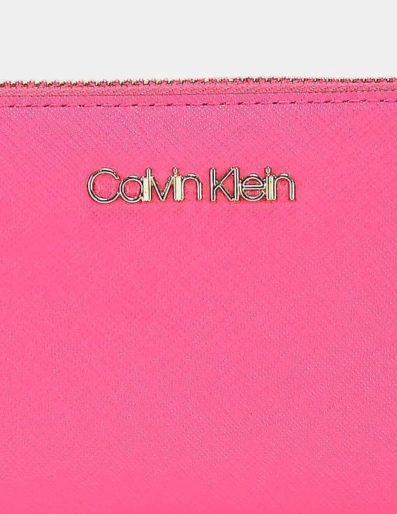 Calvin Klein Women Pink Brand Logo Ziparound Wallet