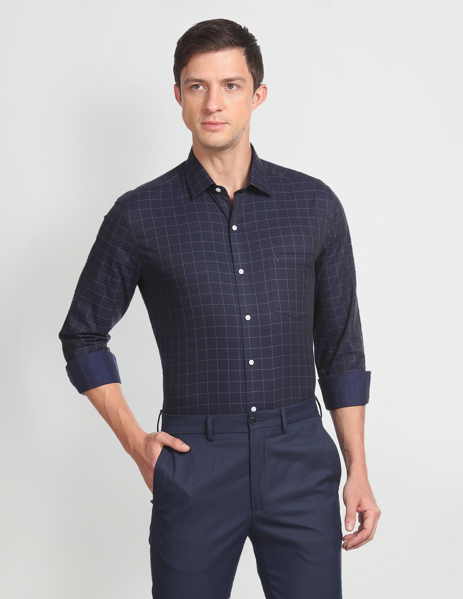 Arrow Pure Cotton Windowpane Check Shirt