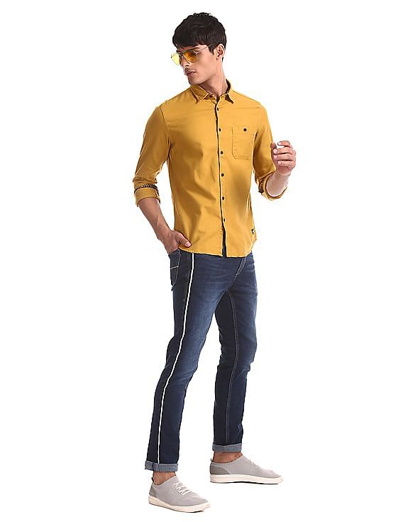 mustard color shirt men's