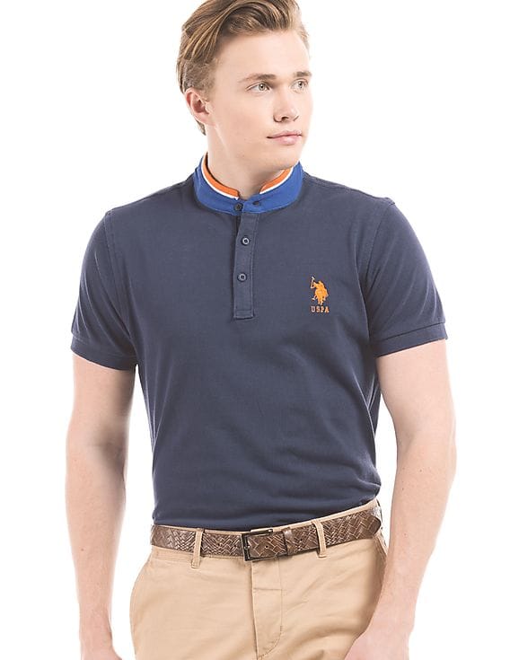 mandarin collar polo