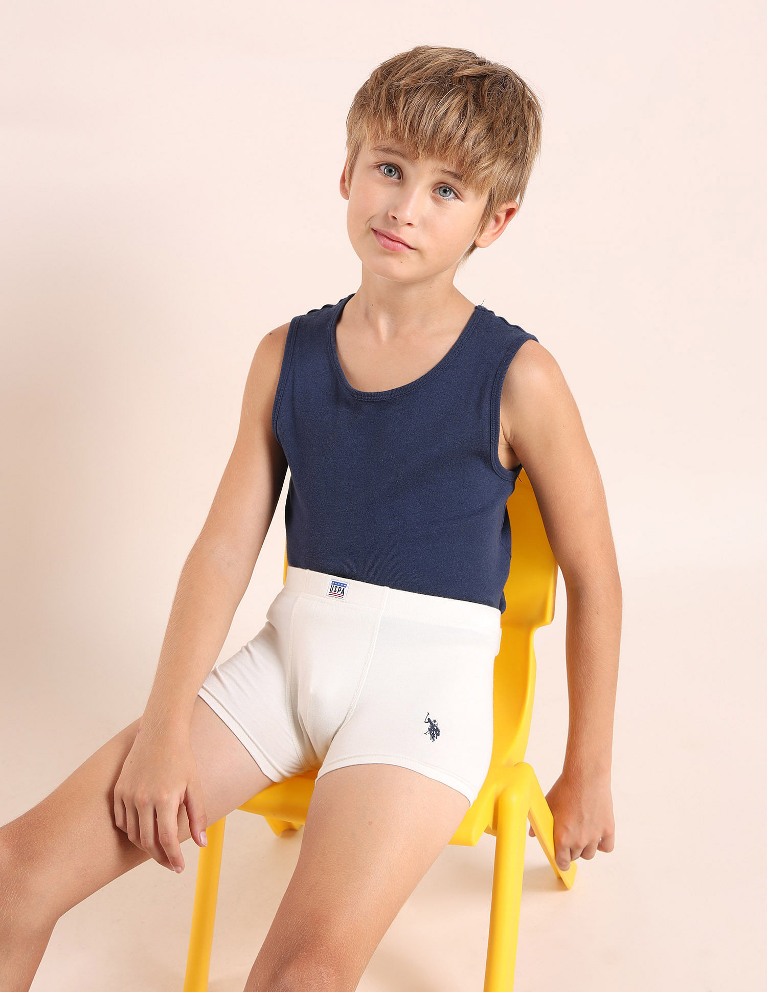 USPA Innerwear Boys Cotton Spandex Solid Trunks - Pack Of 3