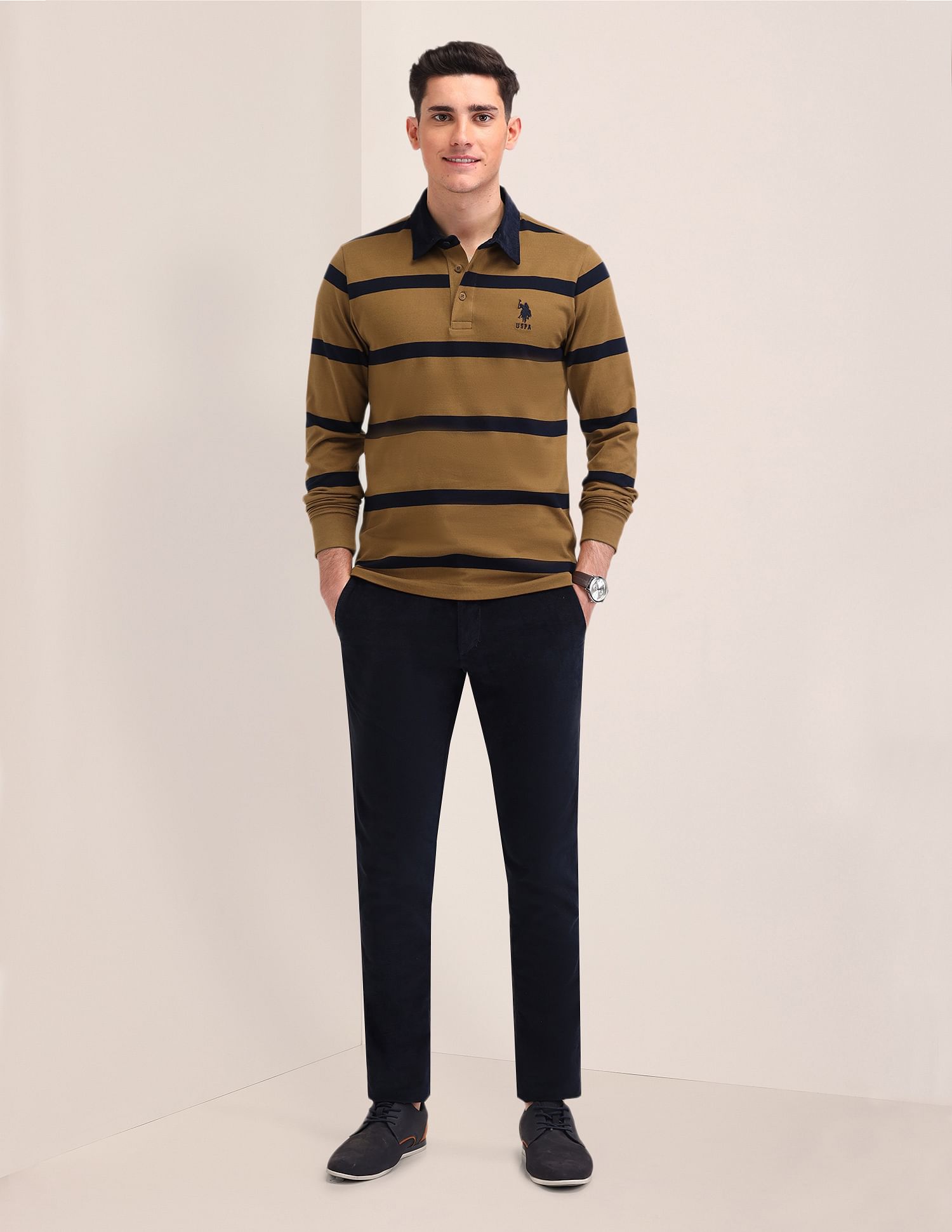U.S. Polo Assn. Horizontal Striped Slim Fit Polo Shirt