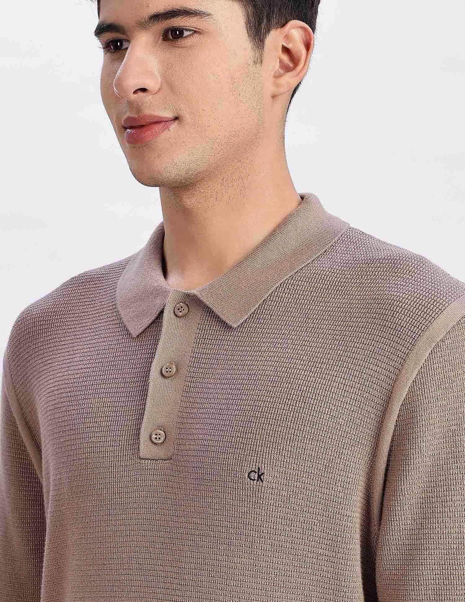 Calvin Klein Jeans Textured Regular Fit Cotton Polo Shirt