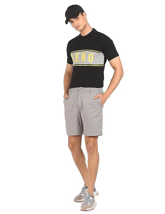 Aeropostale Men Black Ribbed Collar Contrast Stripe Polo Shirt