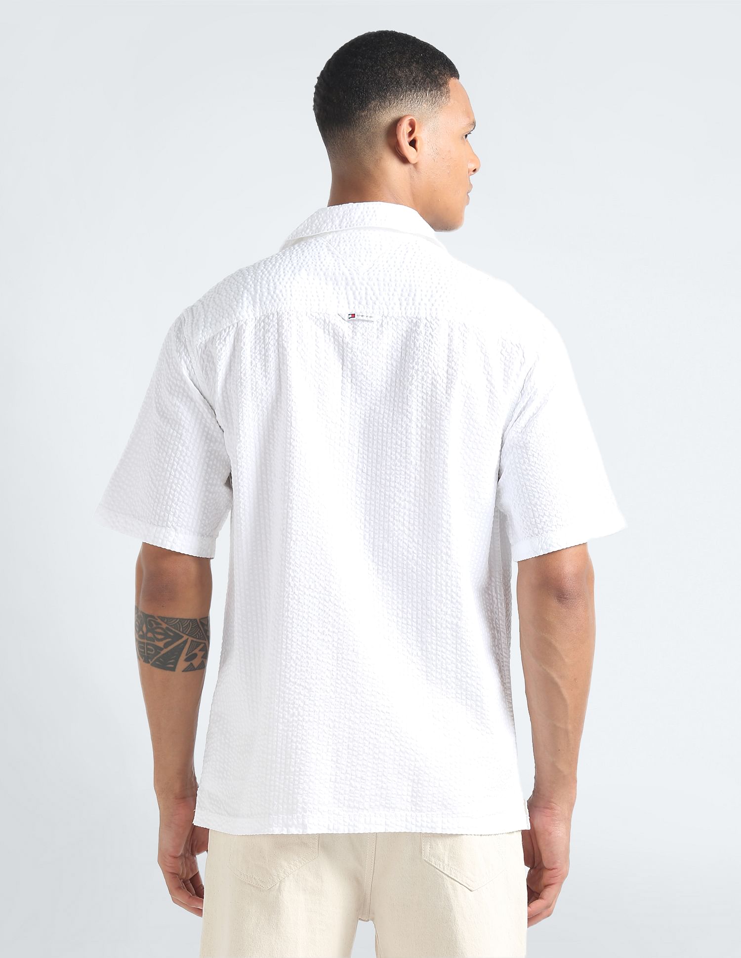 Tommy Hilfiger Cuban Collar Seersucker Shirt