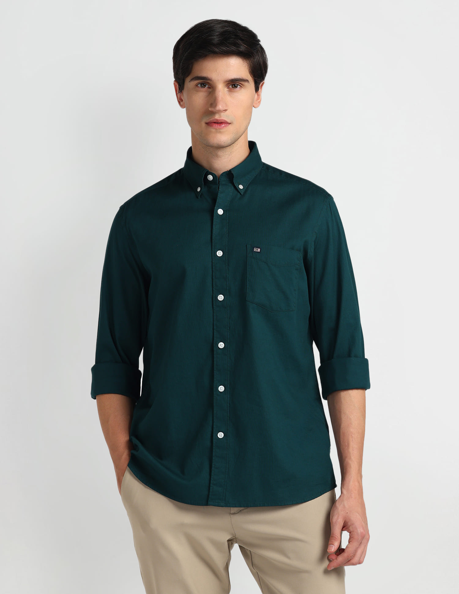 arrow button down collar dress shirts Men's Arrow 16.5 32/33 Large Solid purple Dress Button Down Shirt Collar
