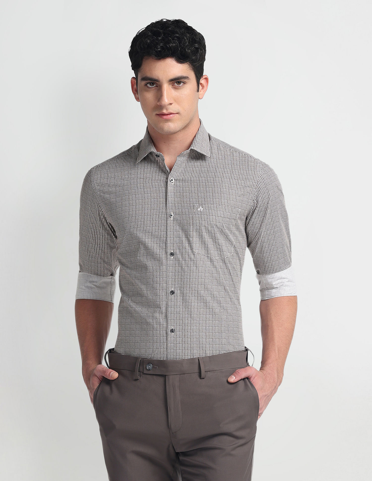 Arrow Geometric Pattern Manhattan Slim Shirt