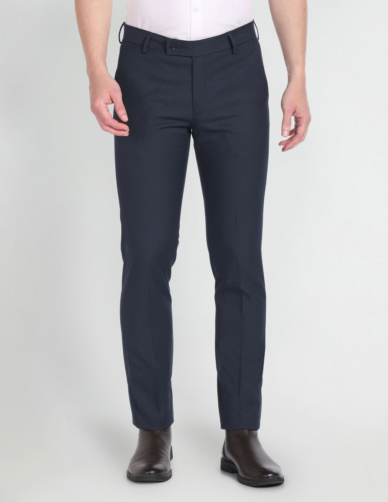 Arrow Microcheck Hudson Regular Fit Trousers