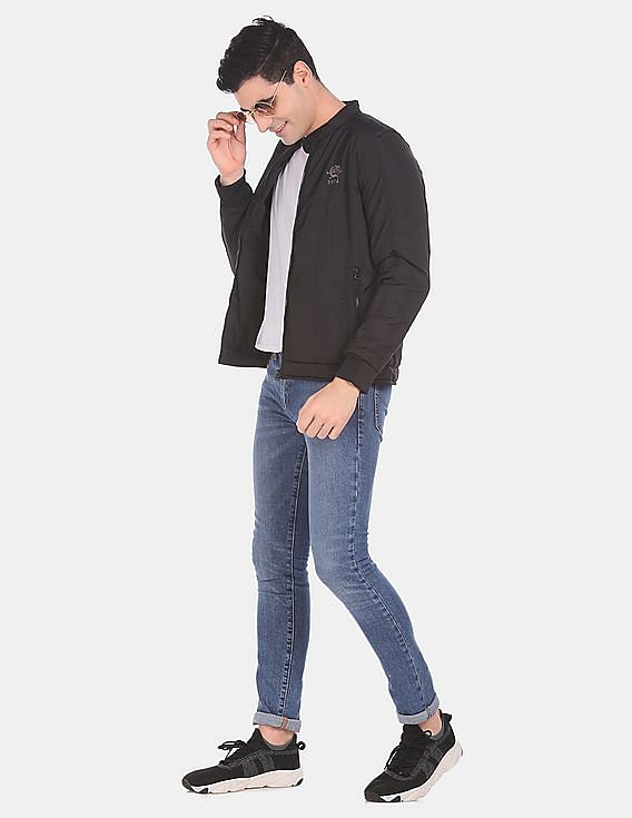 U.S. Polo Assn. Stand Collar Solid Casual Jacket