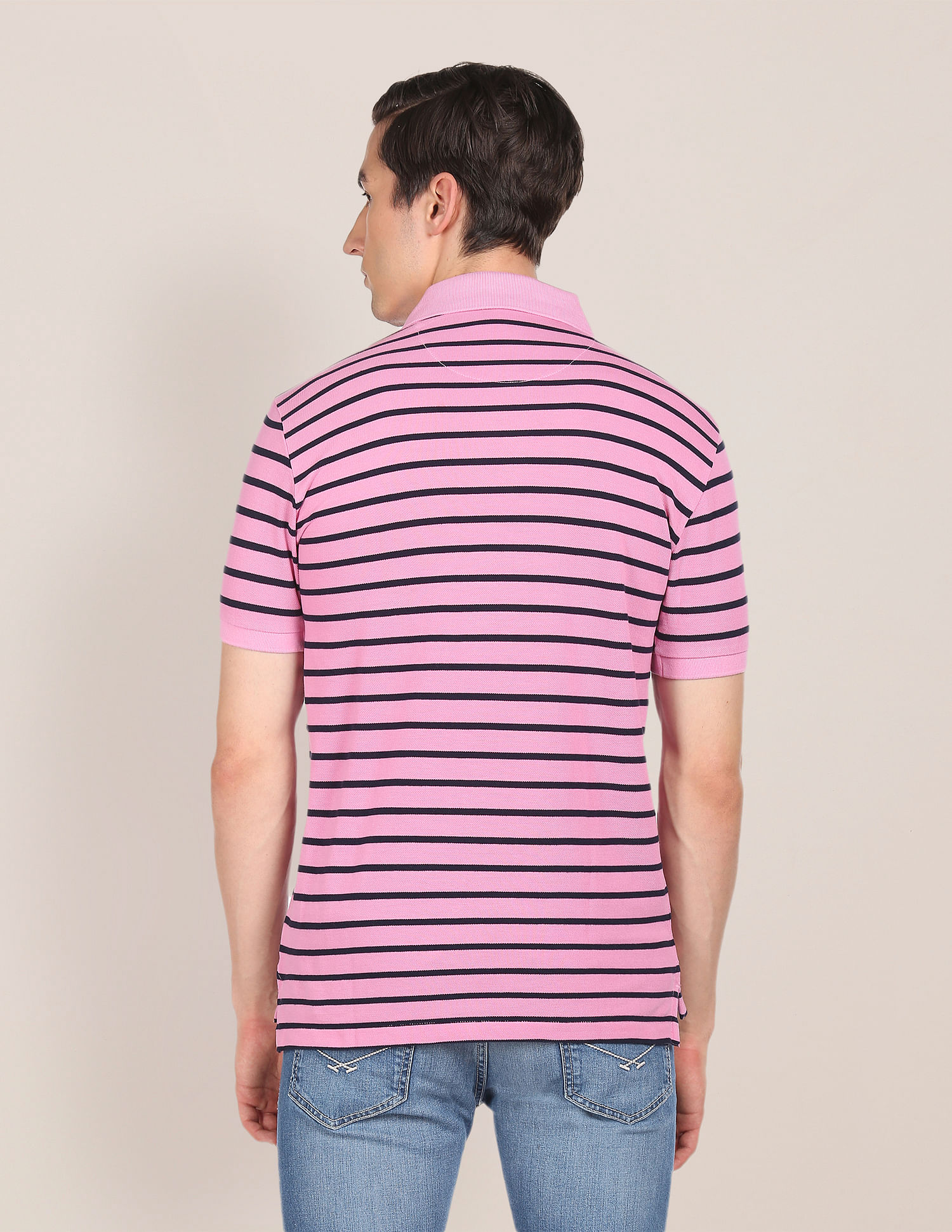 U.S. Polo Assn. Ribbed Collar Horizontal Stripe Polo Shirt
