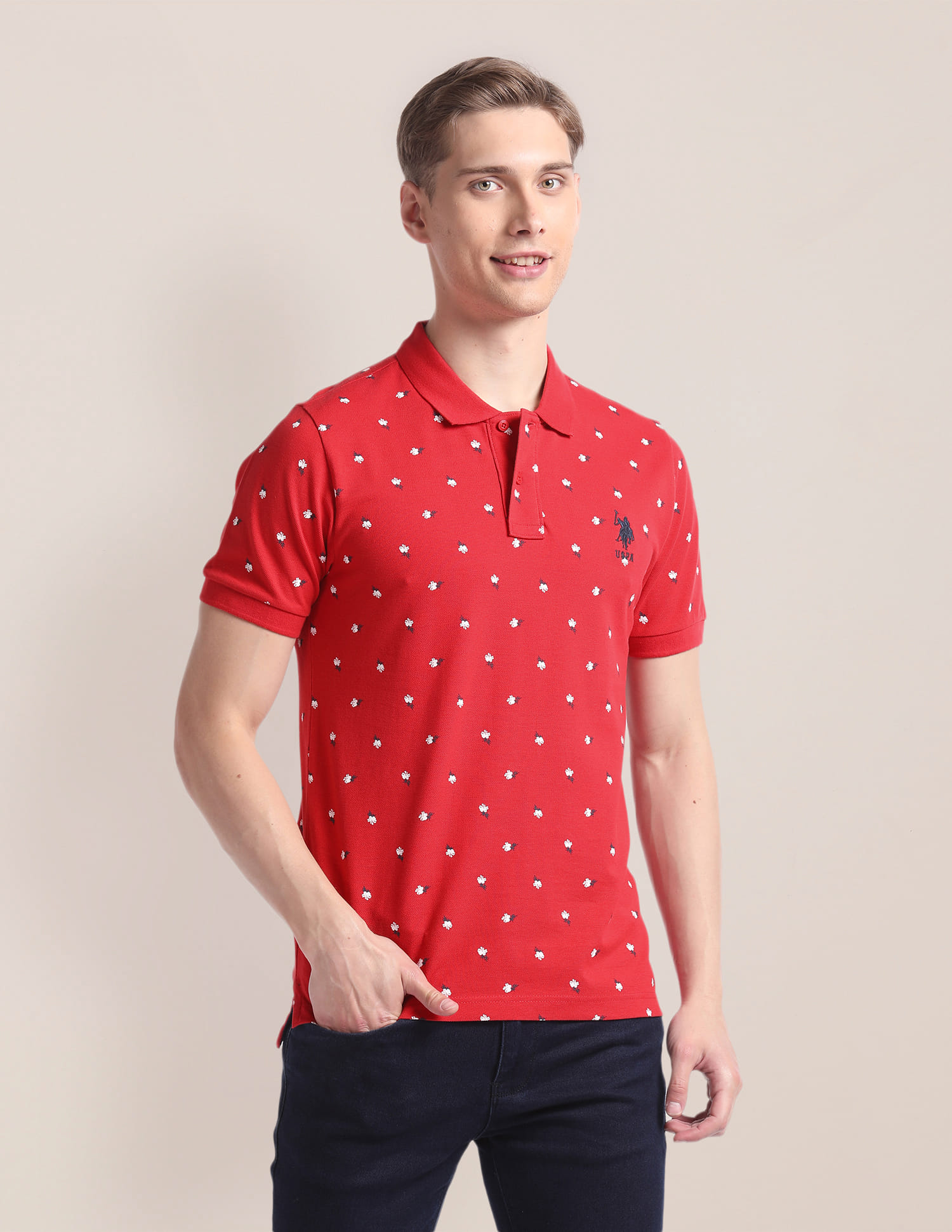 Buy Polo Floral Print Slim Fit Polo Shirt