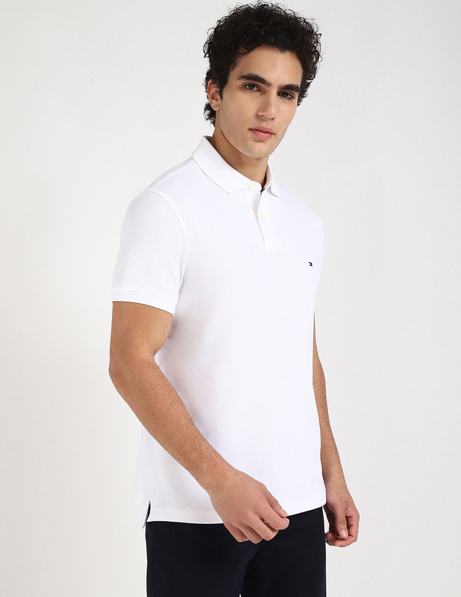 Tommy Hilfiger Solid Regular-Fit Cotton Polo T-Shirt