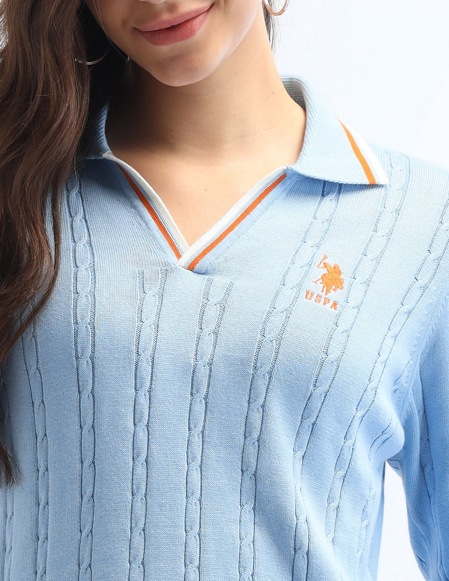☆YALE☆ WOMENS COMFORT COOL SLIT NECK POLO KNIT NAVY YEM1KT MUSINSA | YALE Women's Cable Polo Knit_Navy